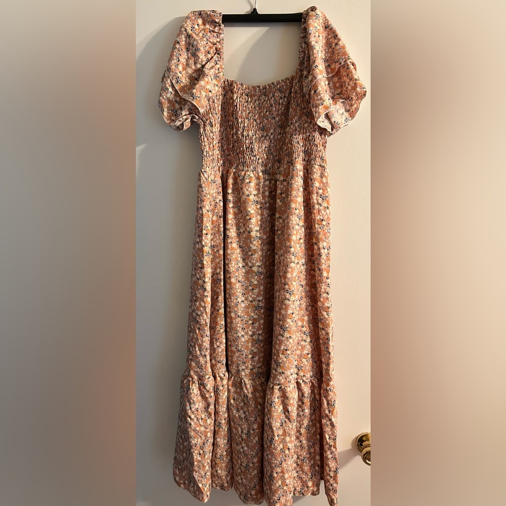 Floral Print Dress in Peach - Picture 2 of 5